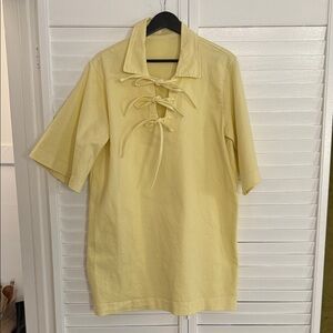 Vintage Denim Yellow Tie-Front Short Sleeve Dress size Large
